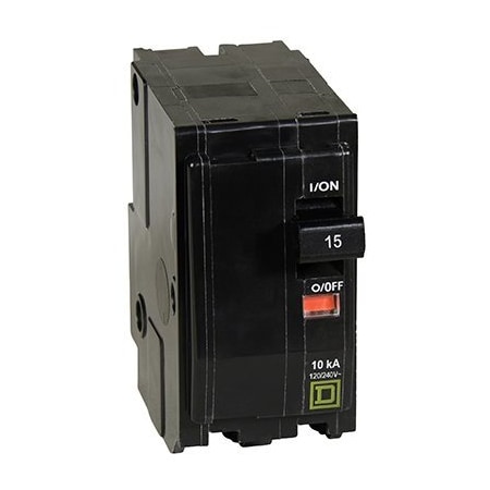 Square D Miniature Circuit Breaker, QO Series, 15A, 2 Pole, 120/240V AC, 10kA at 120/240V AC QO215C